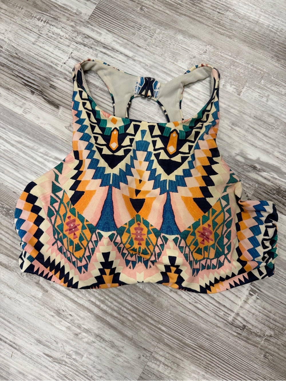 Athleta Multicolor Geometric Swim Top - Teal, Peach, Navy